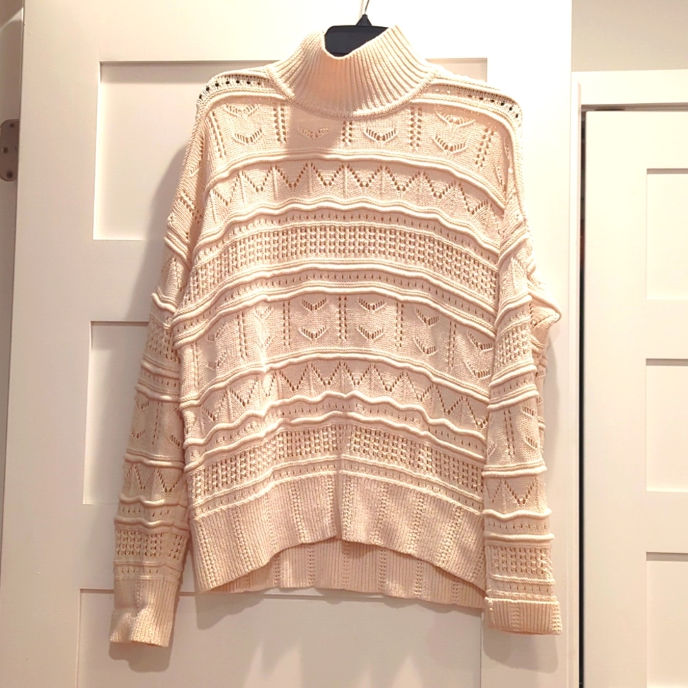 French Connection eyelet cream turtleneck sweater
